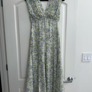 Green and Purple Ruched Tiered Maxi Sundress